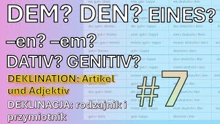 DEM DEN EINES  Deklinacja rodzajnik i przymiotnik Gramatyka niemiecka ĆWICZENIA B1 odc 7 [upl. by Chrisse]