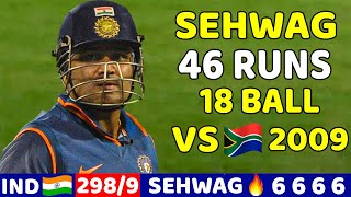 SEHWAG 18 BALL 46 RUN 🔥 VS SA  IND VS PSA 1ST ODI 2009  What A Nail Biting Thriller FIGHT MOMENT😱🔥 [upl. by Auberon621]