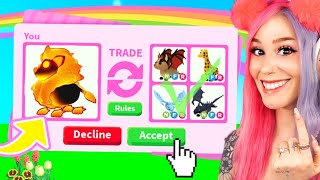 TRADING BLAZING LIONS in ADOPT ME SUPER RICH SERVERS In Roblox [upl. by Akinohs]