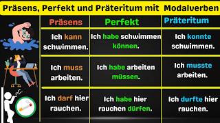 Die wichtigsten Modalverben – Präsens Perfekt und Präteritum mit Beispielen A1  B1 Deutsch lernen [upl. by Persson]