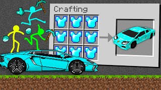 Stickman vs Minecraft Animation CRAFTING DIAMOND CAR  Animation vs Minecraft Cartoon [upl. by Lombardo638]