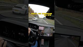 Cheapest Tesla Model S vs Porsche 911 GTS on German autobahn Tesla battery 20 [upl. by Fernanda741]