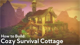 Minecraft  How to Build Cozy Survival Cottage With Greenhouse [upl. by Miran]