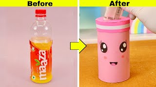 DIY Cute Money bank with waste bottle  Kawaii money bank  Make money saving box [upl. by Adelice]