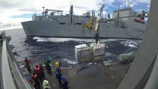 USS Shoup replenishes from USNS Wally Schirra [upl. by Avevoneg]