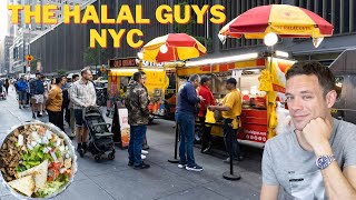 Eating at The Halal Guys The Most Famous Halal Street Cart in NYC [upl. by Muiram]