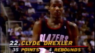 Clyde Drexler 36 pts vs Suns 1992 [upl. by Hnilym]