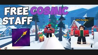 FREE COSMIC STAFF   CHRISTMAS SPEAR  JOLLY KUROJIROJANUARY 2024 IN ACS  ROBLOX [upl. by Kral682]