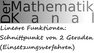 Lineare Funktionen Schnittpunkt von 2 Geraden Einsetzungsverfahren  DerMathematikKanal [upl. by Shult]