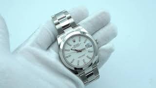 Rolex 116334 Datejust II 41 mm 18K WG Fluted Bezel White Dial Oyster Bracelet Complete Set 2016 [upl. by Asyal]