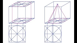 Proyección de un cilindro y un cono en perspectiva caballera [upl. by Malilliw]