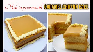 How to make Caramel Chiffon Cake with Creamy Caramel Frosting and Buttercream Recipe [upl. by Handel]