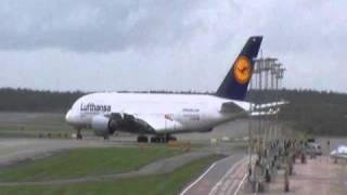 Lufthansa A380 Landing and Takeoff At Arlanda Airport [upl. by Gerrilee]