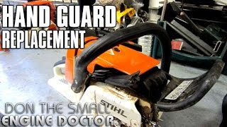 HOWTo STIHL Chainsaw Chain Hand Brake Guard Replacement On MS260 [upl. by Ullman]