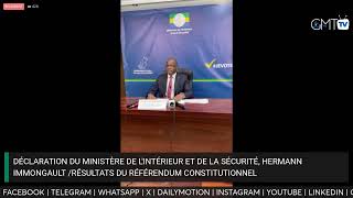 🔴Direct 🎥 Déclaration dHermann Immongault Ministre de lIntérieur et de la Sécurité [upl. by Newo]