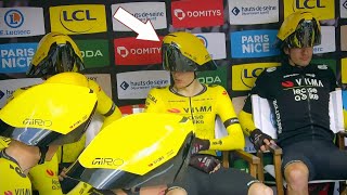 Visma  Lease a Bike Unveil Controversial TT Helmet  ParisNice 2024 Stage 3 [upl. by Nawyt99]