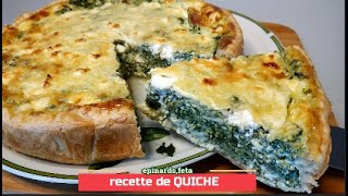 Recette de QUICHE aux épinards et fromage de fêtaRecette avec de la pâte feuilletée [upl. by Pulcheria352]