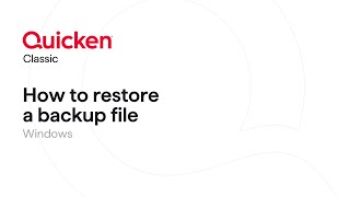 Quicken Classic for Windows  How to restore a backup file [upl. by Janey]