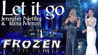 Jennifer Nettles amp Idina Menzel  Let It Go  Frozen theme Live subtitles with Lyrics [upl. by Ynohtnakram]