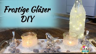 DIY  Gefrostete Windlichter amp Flasche  Winterdeko selber basteln  Silvester Deko [upl. by Kelwin]