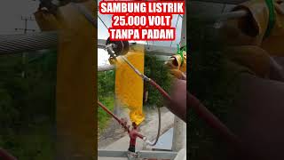 pemasangan kabel listrik tegangan tinggi 20rb volt dengan sarung tangan anti listrik tegangan tinggi [upl. by Cherish]