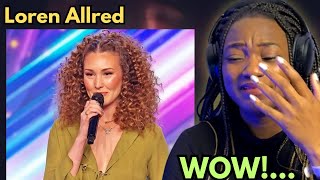 First time HEARING Loren Allred ON BGT REACTION [upl. by Flann]