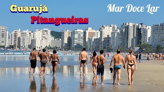 Guarujá  Praia das Pitangueiras Domingou e a praia tá assim 4K [upl. by Lockwood]