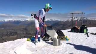 Adam Zampa slovakian ski racer ice bucket challenge in New Zealand [upl. by Ahc]