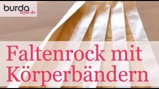 burda style – Faltenrock mit aufgesteppten Köperbändern nähen [upl. by Sylirama760]