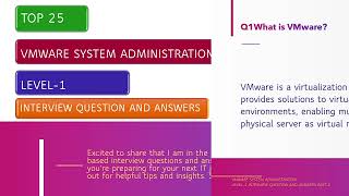 VMware System Administration Interview Questions amp Answers  Level 1  Beginner to Intermediate [upl. by Court]