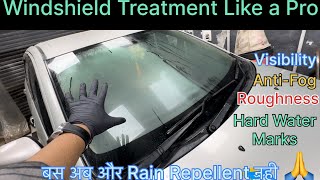 Windshield Treatment At Home  How to Clean Car Windshield and Glass  Truth of Rain Repellent via [upl. by Lechar]