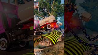 Truck Tow Chained Fertilizer Trucks vs Water Drain beamngdrive beamng shorts beamngcrashes [upl. by Junji]