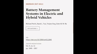 Battery Management Systems in Electric and Hybrid Vehicles  RTCLTV [upl. by Ahsitauq834]