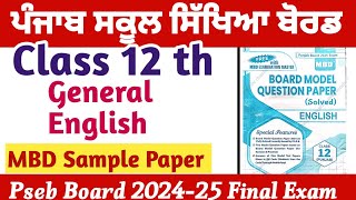 English Class 12 th PSEB Important Questions ll MBD Sample Papers for practice 2025 [upl. by Berta511]