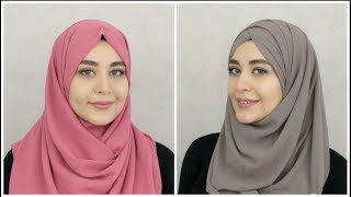 2 New Chiffon Hijab Tutorials  Muslim Queens by Mona [upl. by Anitsyrhc526]