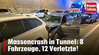 Massencrash in Tunnel 8 Fahrzeuge 12 Verletzte  kronetv NEWS [upl. by Morlee]