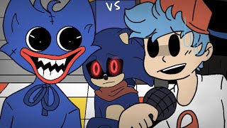 Huggy wuggy vs boyfriend and sonic kid  friday night funkin  season 2 episode 1 [upl. by Nerrag]