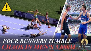 Chaos in Mens 5000m Heat as Four Runners Tumble on Final Straight  Olympics Accident [upl. by Leugimsiul638]