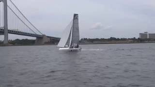 Nacra 20 FCS Moonshine Foiling in the Statute of Liberty Race [upl. by Echikson]