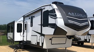 PERFECT BATHROOM 2021 Dutchmen Astoria Platinum 5th wheel 3173RLP shermanrv jandareview camper [upl. by Anifesoj]