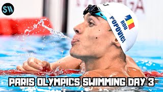 Day 3 Olympic Swimming  Paris 2024  David Popovici 200 Free  Titmus vs Mollie OCallaghan [upl. by Atsillac]