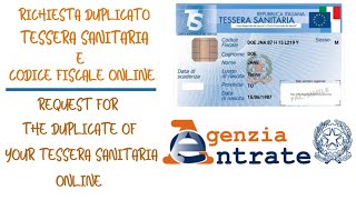 RICHIESTA DUPLICATO TESSERA SANITARIA E CODICE FISCALE  HEALTH CARD AND TAX CODE DUPLICATE ONLINE [upl. by Stephannie]