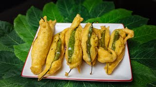 Mirchi Bajji North Karnataka style  Menasinakai bajji  How to make chilli bajji [upl. by Primrosa331]