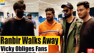 Vicky Kaushal obliges Fans with selfie Ranbir Kapoor walks away from Media [upl. by Adnilemre]