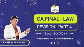 Rapid Revision  4  CA  CMA  FINAL  LAW  DECEMBER 2021 [upl. by Lihkin]