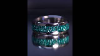 Stunning Silver Tungsten Carbide Ring with Aquamarine Inlay mensweddingbands mensring Aquamarine [upl. by Rehpotsirhcnhoj759]