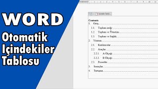 İçindekiler Tablosu Oluşturma Word [upl. by Nawram]