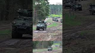 US Stryker Vehicles Convoy Supports Saber Strike 24 in Poland [upl. by Ttennaej506]