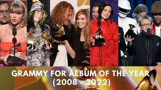 GRAMMY FOR ALBUM OF THE YEAR WINNERS AND NOMINEES FROM 2008 TO 2022 [upl. by Julita]