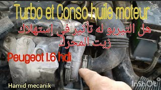 Turbocompresseur et Conso Huile Moteur هل التيربو له تأثير في استهلاك زيت المحرك Peugeot 16 hdi [upl. by Yrkcaz]